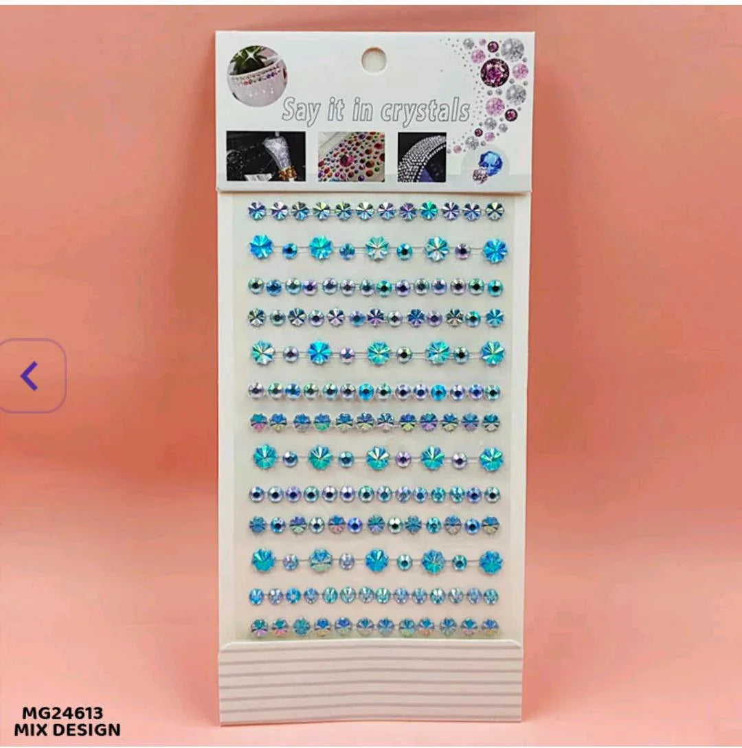 Mg24613 Gem Stones Stay Crystal Flower1 Strip Sticker