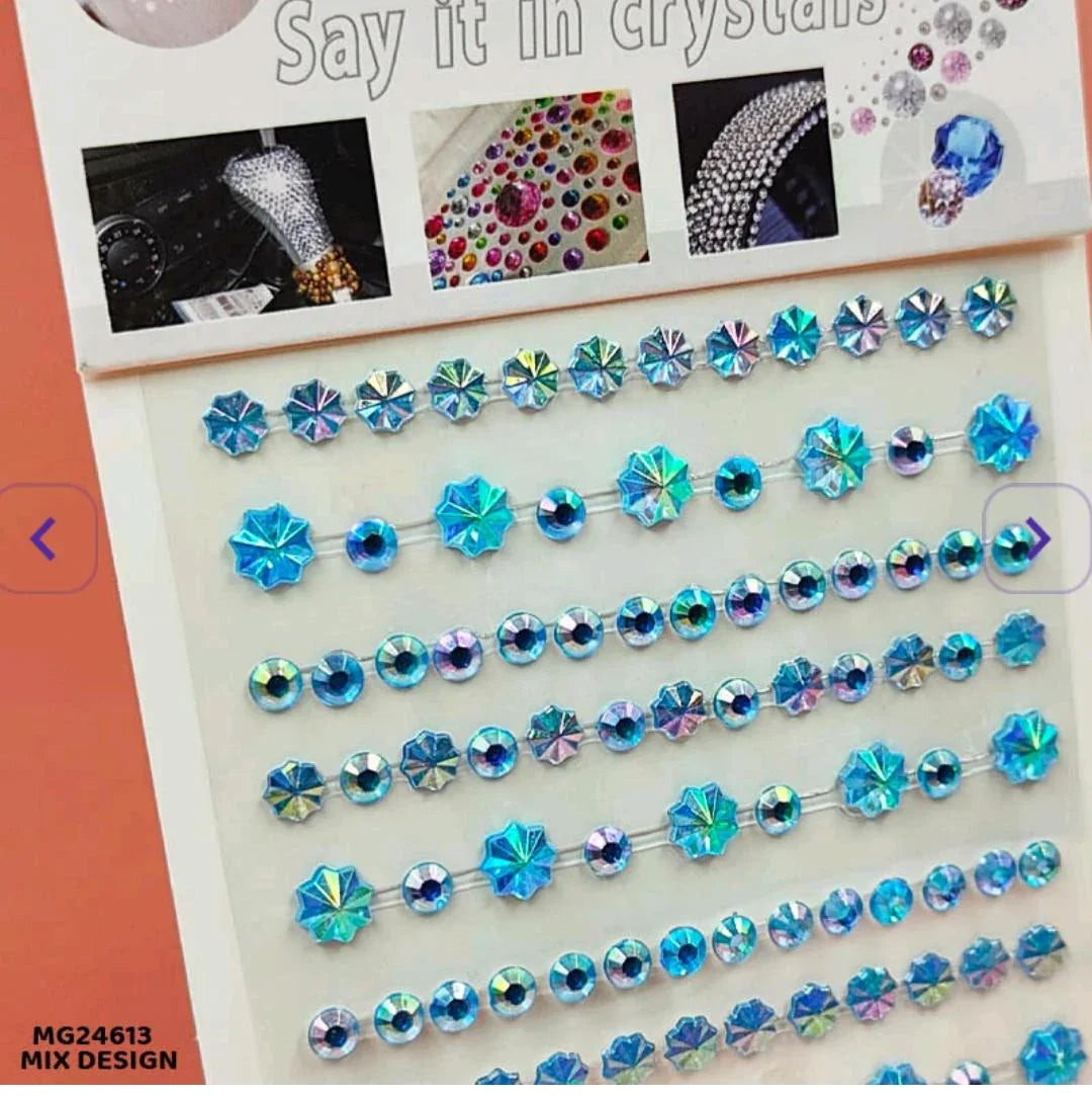 Mg24613 Gem Stones Stay Crystal Flower1 Strip Sticker