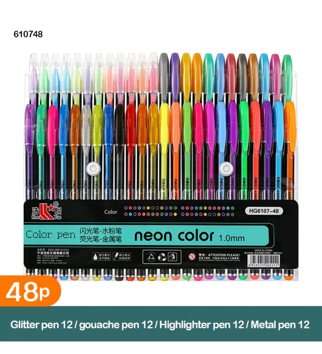 Hg6107-48Pc Neon Colour Pen (610748)