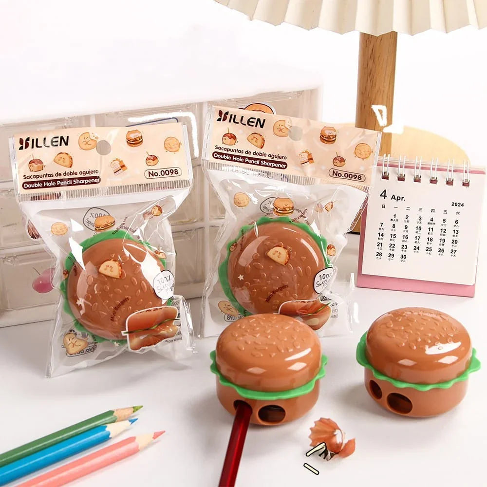 Cute Burger sharpener with two holes l Pack of 1