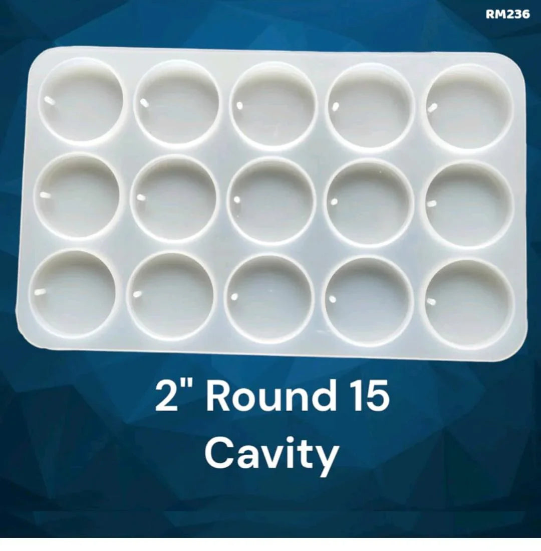Rm236 Silicon 15 Cavity Keychain Plain Round Mold 50Mm