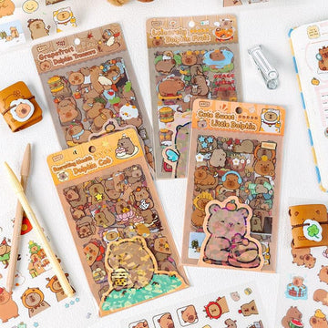 Cute Capybara Pet stickers for Journaling and scrapbooking l Pack of 1 contains 6 sheets l 100x150mm