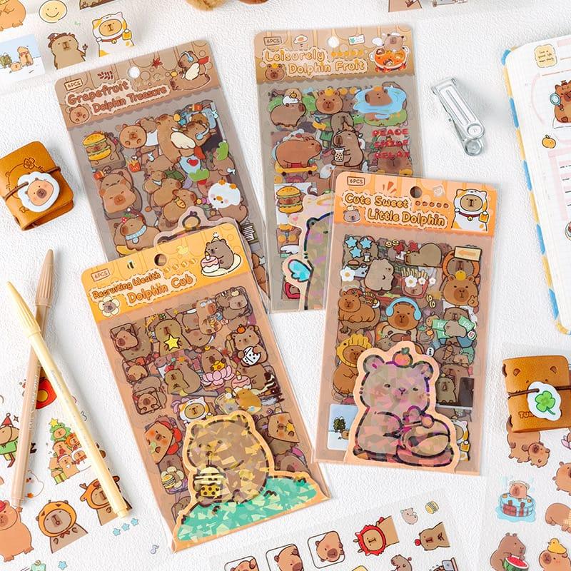 Cute Capybara Pet stickers for Journaling and scrapbooking l Pack of 1 contains 6 sheets l 100x150mm