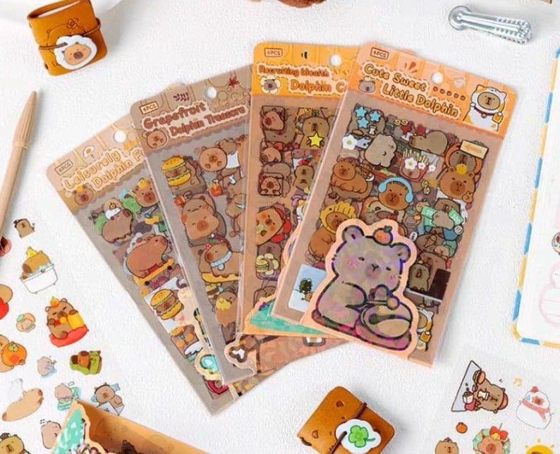Cute Capybara Pet stickers for Journaling and scrapbooking l Pack of 1 contains 6 sheets l 100x150mm