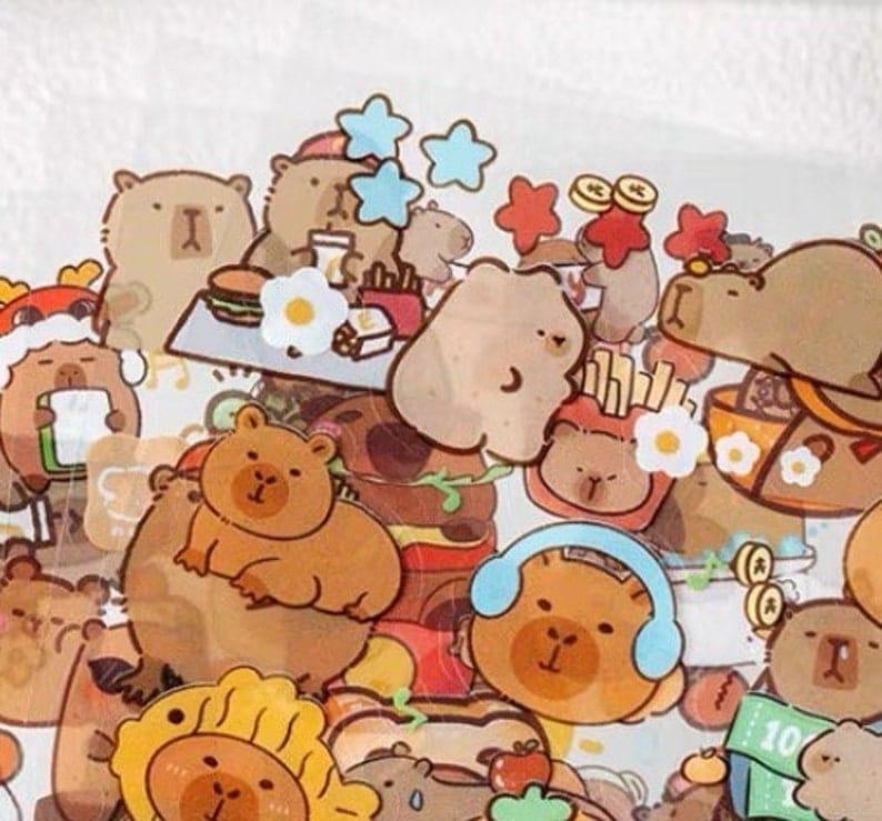 Cute Capybara Pet stickers for Journaling and scrapbooking l Pack of 1 contains 6 sheets l 100x150mm