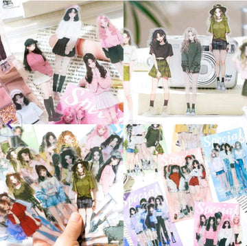 Mg0440209 Gilr Charcter Handbook Deco Sticker 10Pc