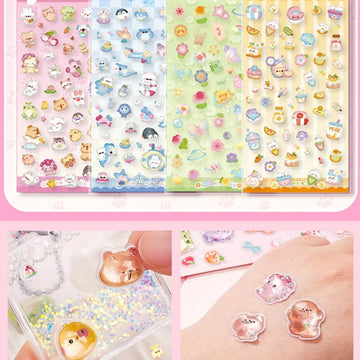 () Cute 3d Embossed animal Sticker for journaling, scrapbooking, gifting l Pack of 1 sheet