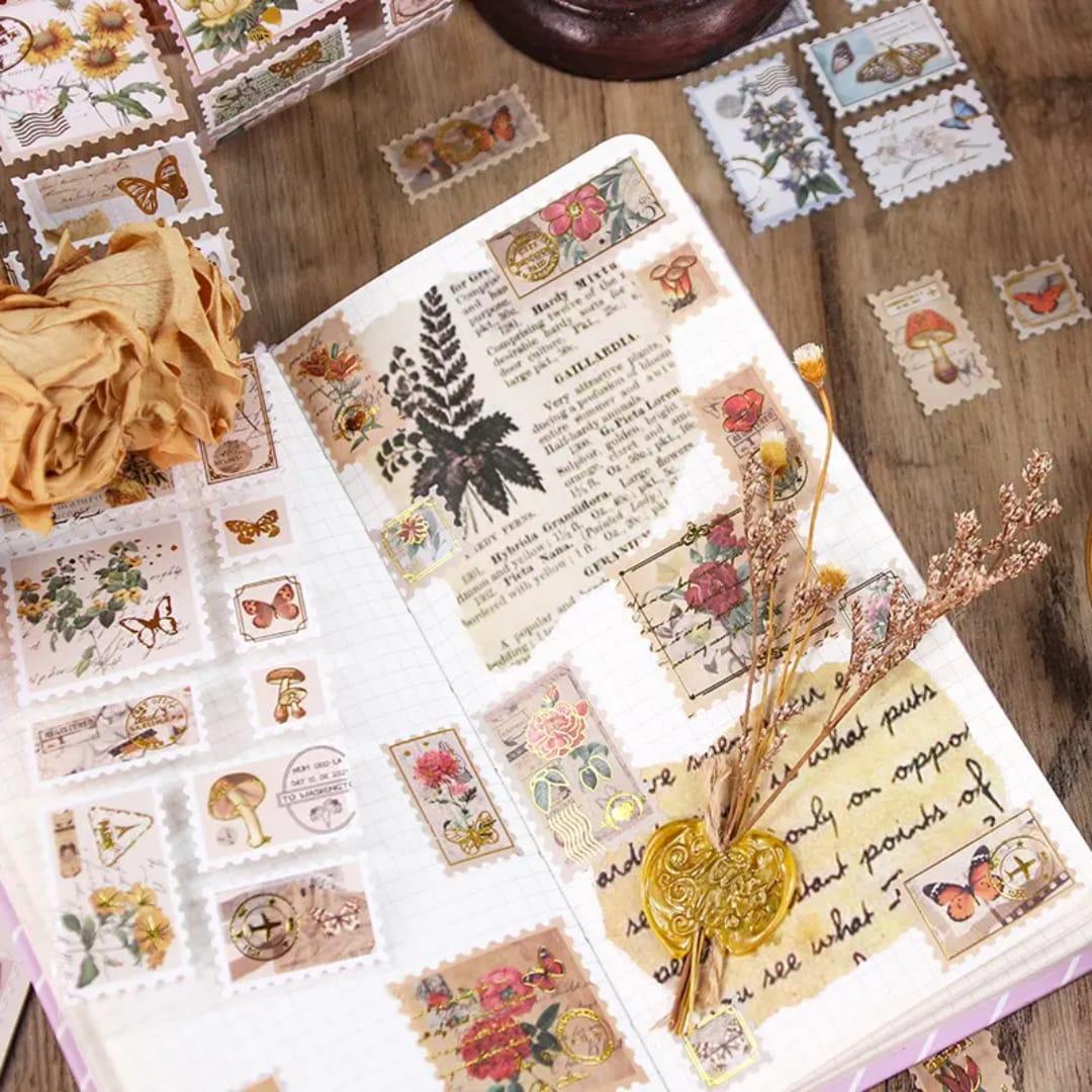 ( ) Vinatge Stamp washi tape l Pack of 1 roll l 6CMX 2meter long