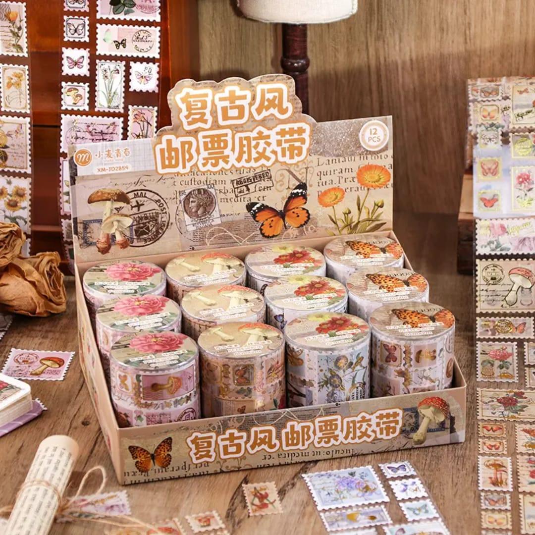 ( ) Vinatge Stamp washi tape l Pack of 1 roll l 6CMX 2meter long