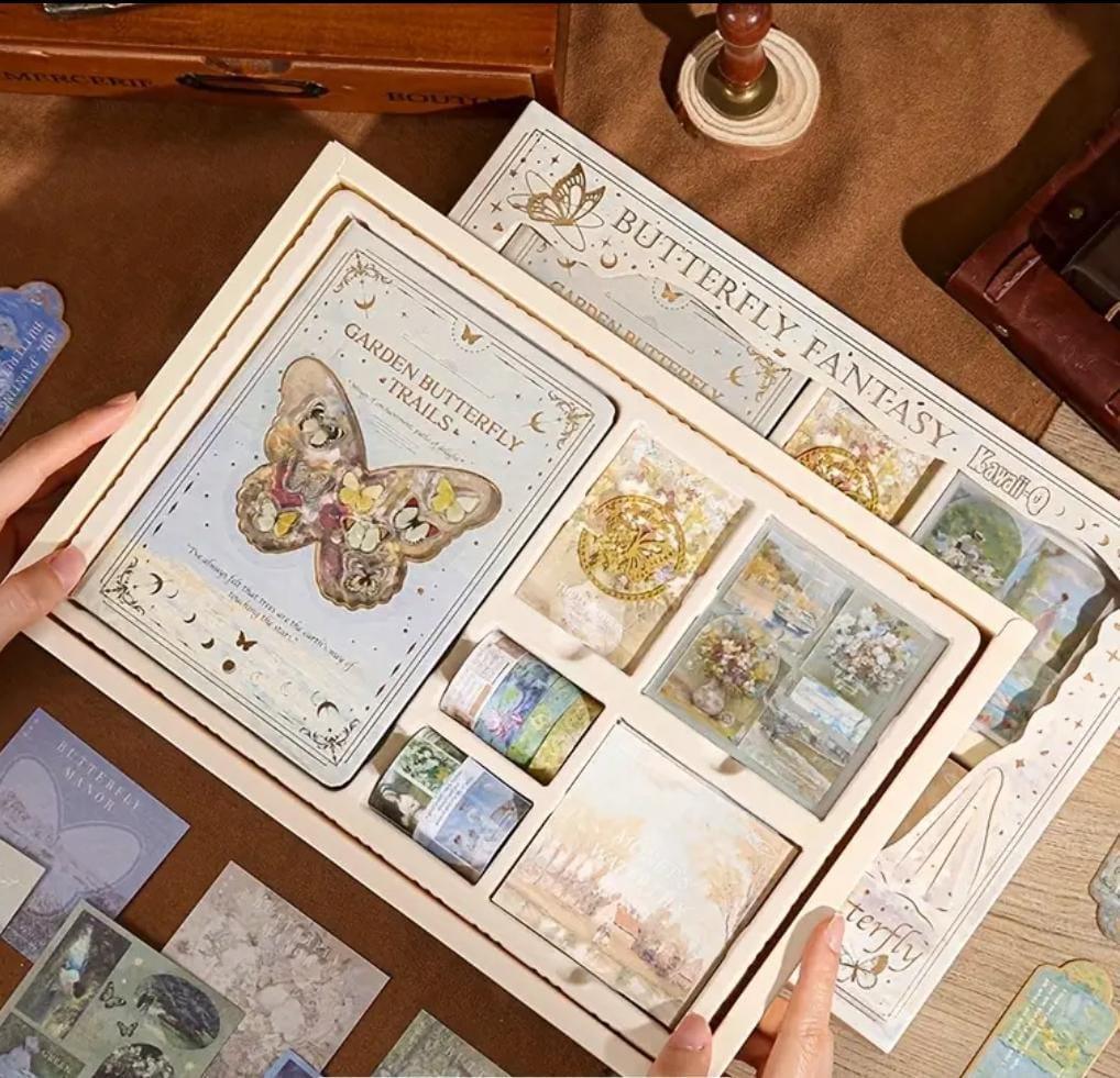 () Premium butterfly JUMBO journaling kit for 365 DAYS includes diary, tapes, stickers & sheets