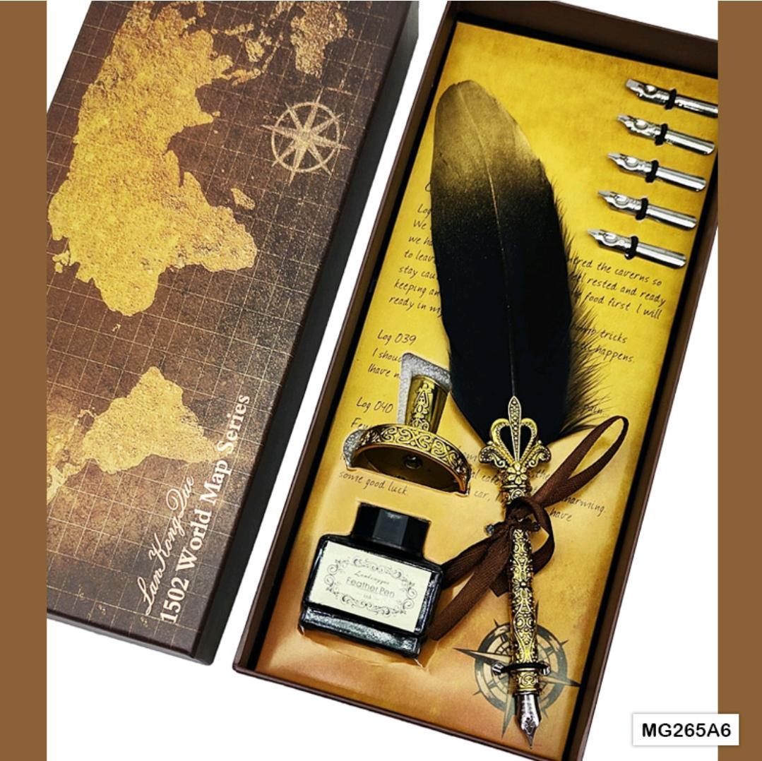 Mg265A6 Feather Ink Pen Box Set Gold