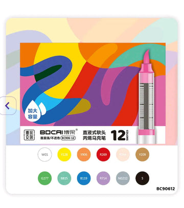 Bc90612 Bocai Acrylic Marker 12 Color