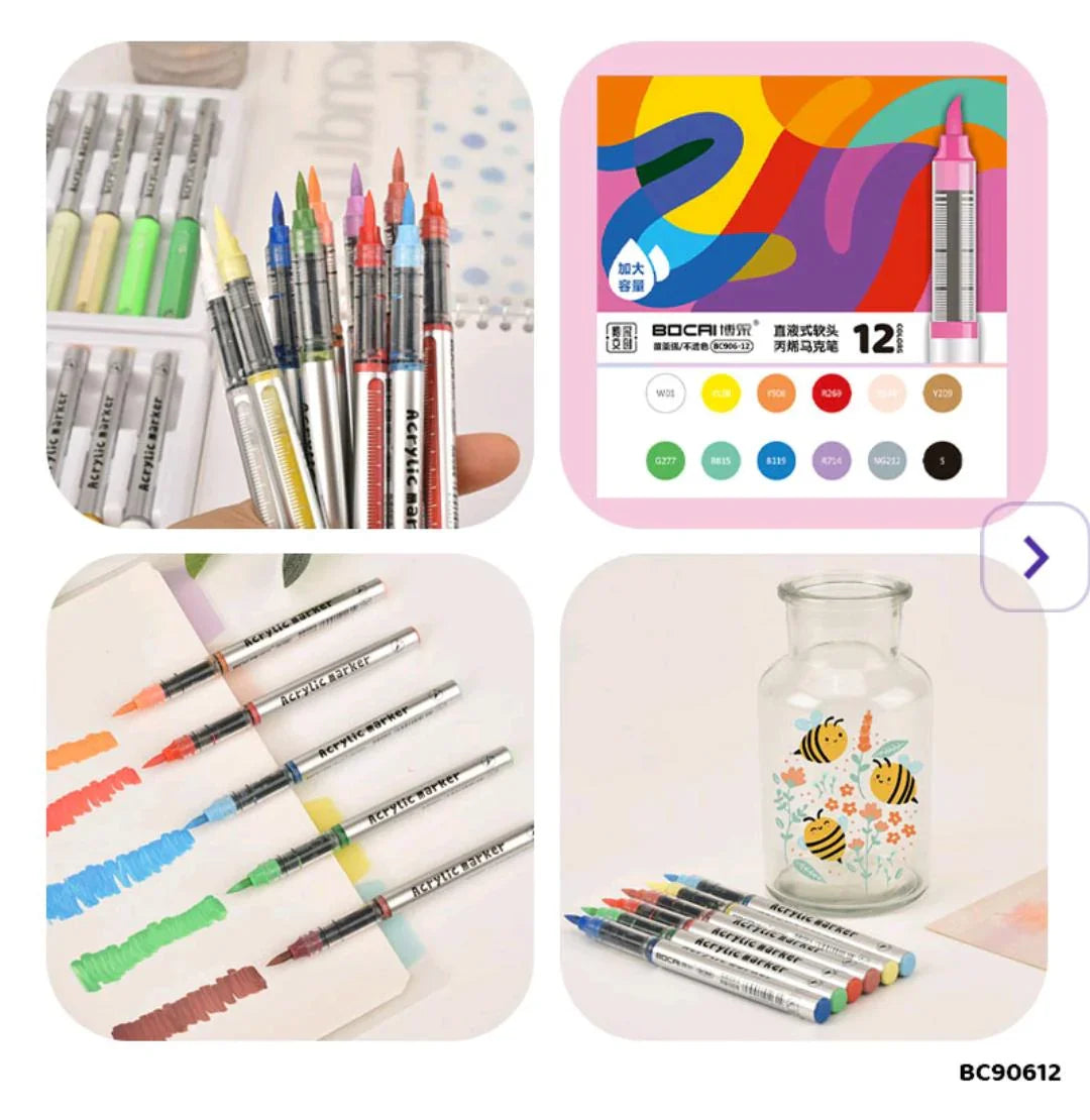 Bc90612 Bocai Acrylic Marker 12 Color