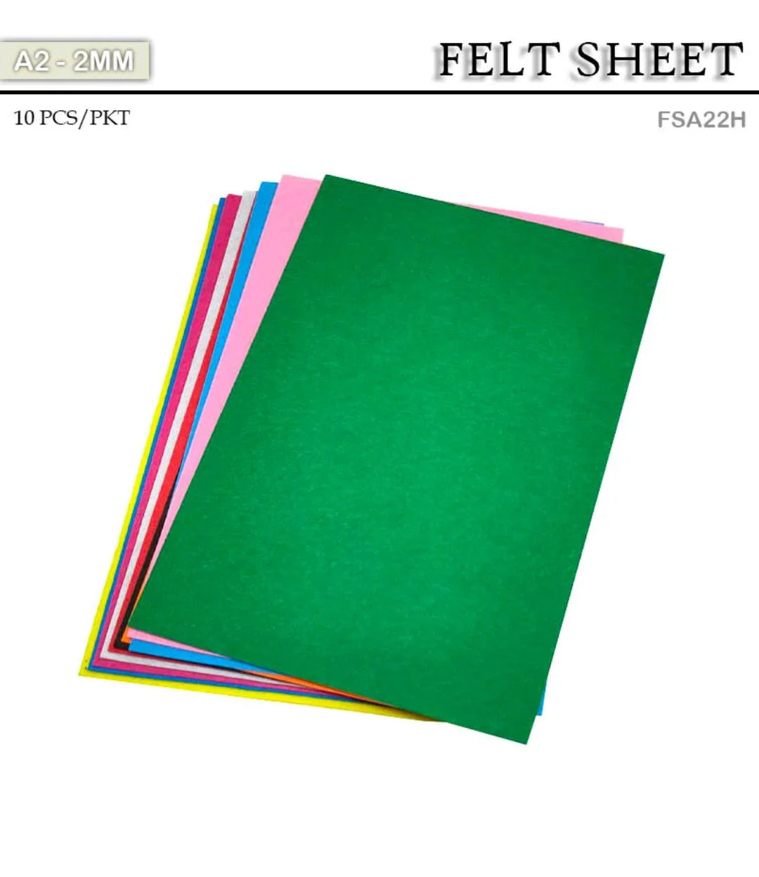 Felt Sheet A2 2Mm Hard Multicolored 10Sheet (Fsa2-2)