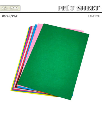 Felt Sheet A2 2Mm Hard Multicolored 10Sheet (Fsa2-2)