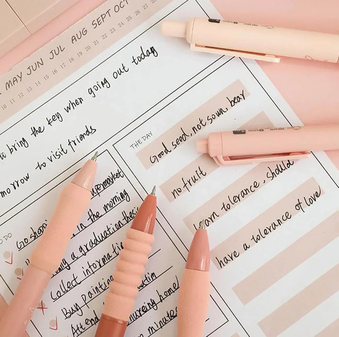 Peach 0.5mm Black Gel Pens l different Knibs 5 pens set l Fine korean Edition