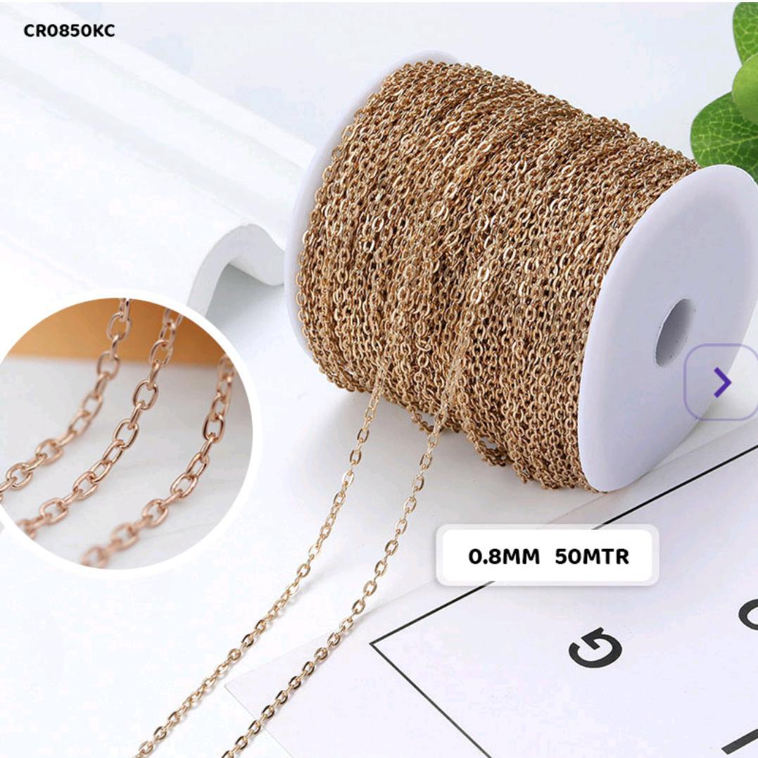 Cr0850Kc Chain 0.8Mm Round Kc Gold 50Mtr