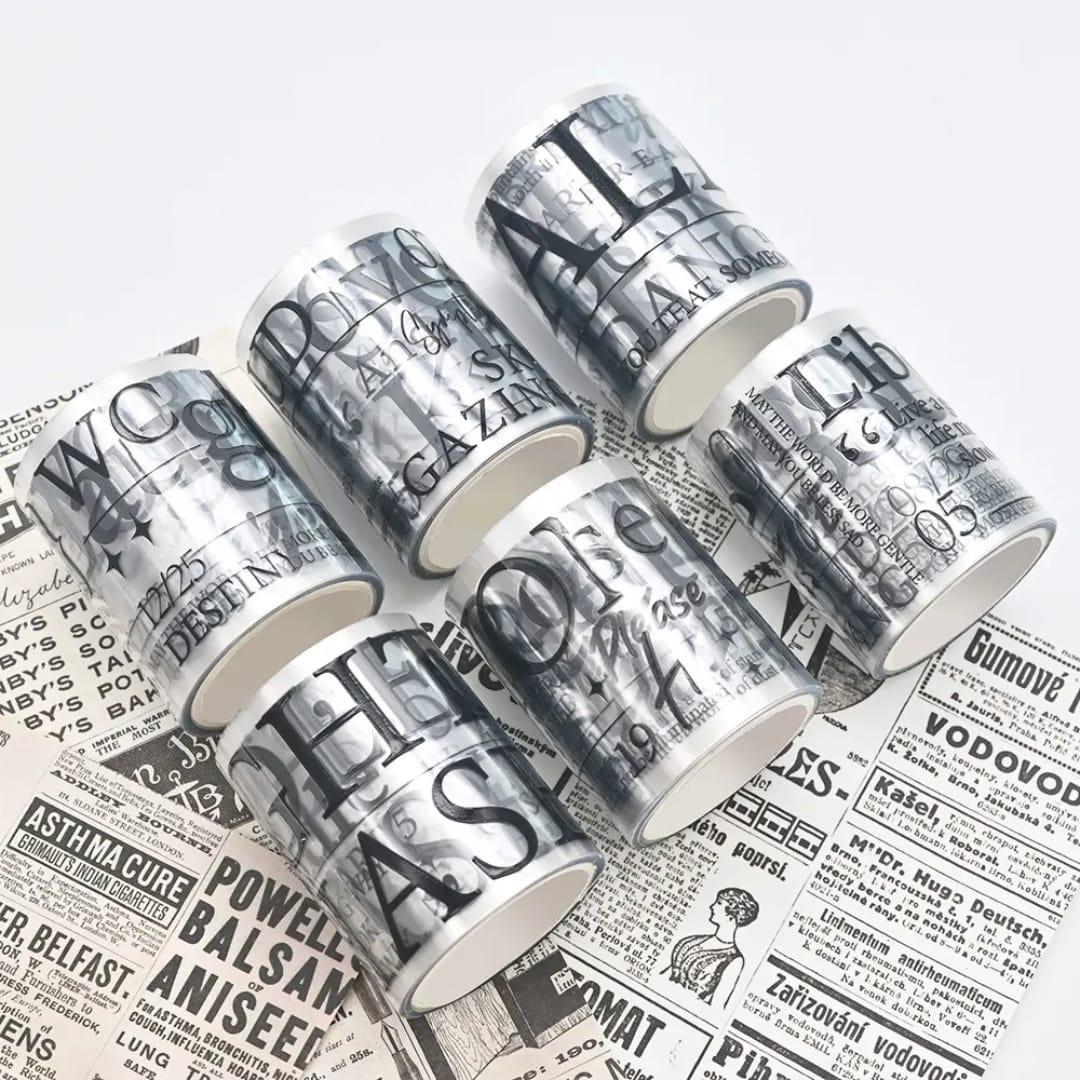 Premium Black Transparent Quote Washi Tape – Pack of 6 Rolls (50mm x 2m) l