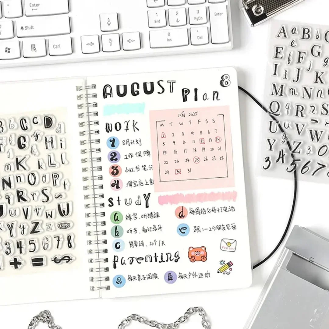 Alphabet & Number Mini Clear Rubber Stamps – A to Z & 0 to 9 – 1 Sheet for Journaling, Scrapbooking & DIY Crafts