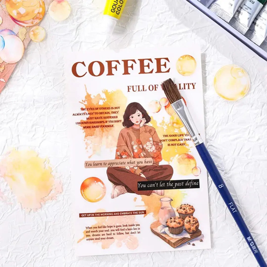 Premium Bubble Journaling Stickers l Pack of 4 Sheets l Elegant Nature Stickers for Scrapbooking & Planners
