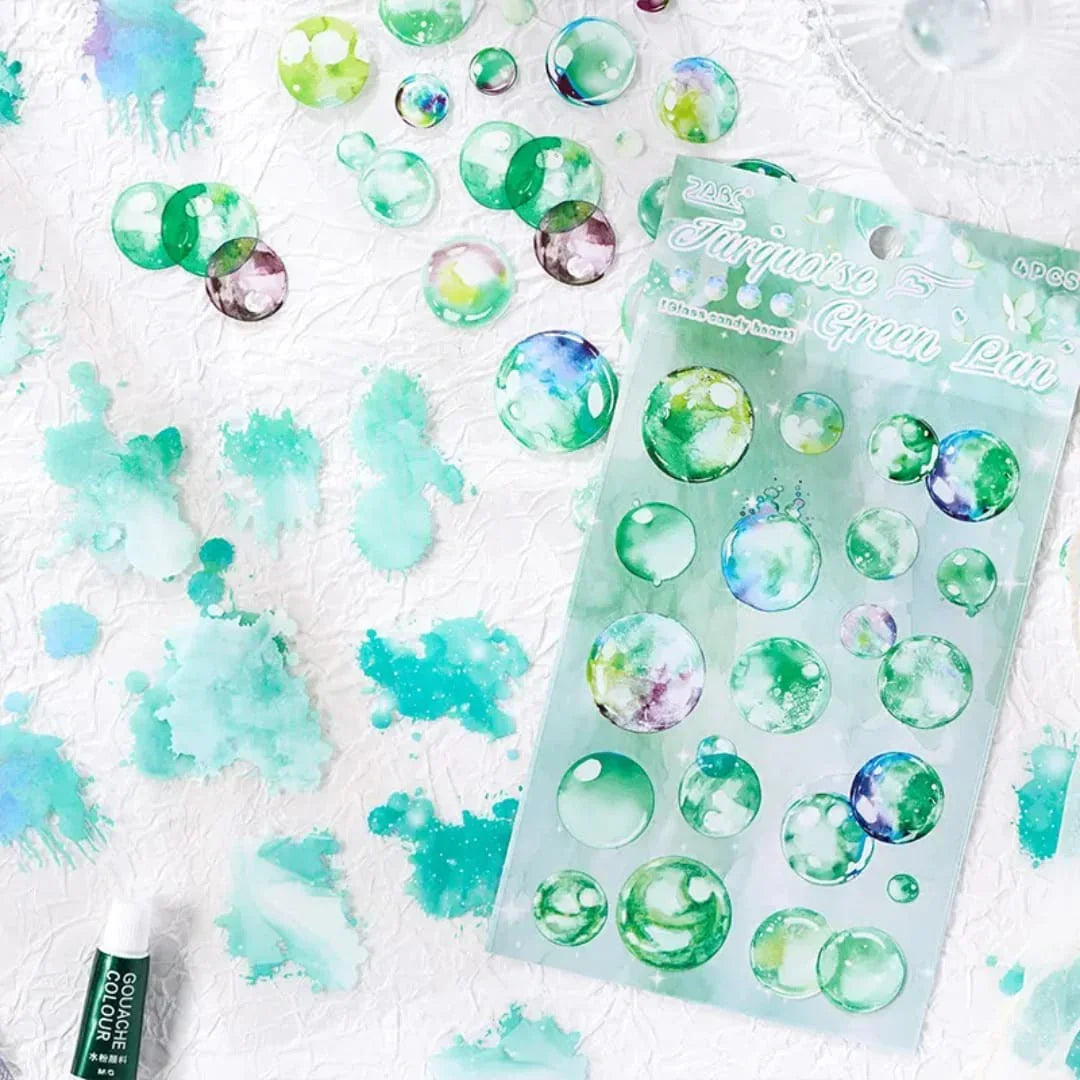 Premium Bubble Journaling Stickers l Pack of 4 Sheets l Elegant Nature Stickers for Scrapbooking & Planners