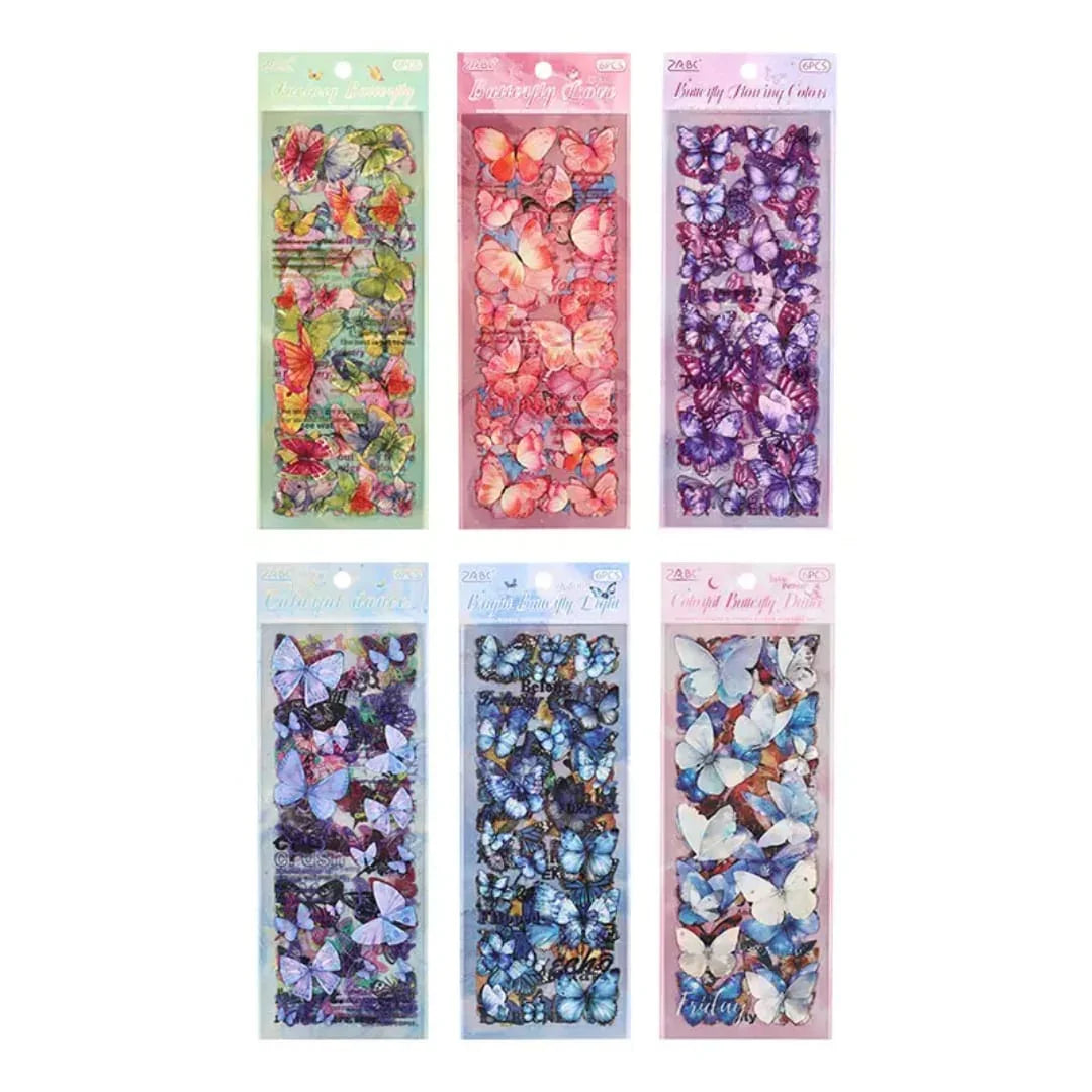 Premium Butterfly Journaling Stickers l Pack of 6 Sheets l Elegant Nature Stickers for Scrapbooking & Planners