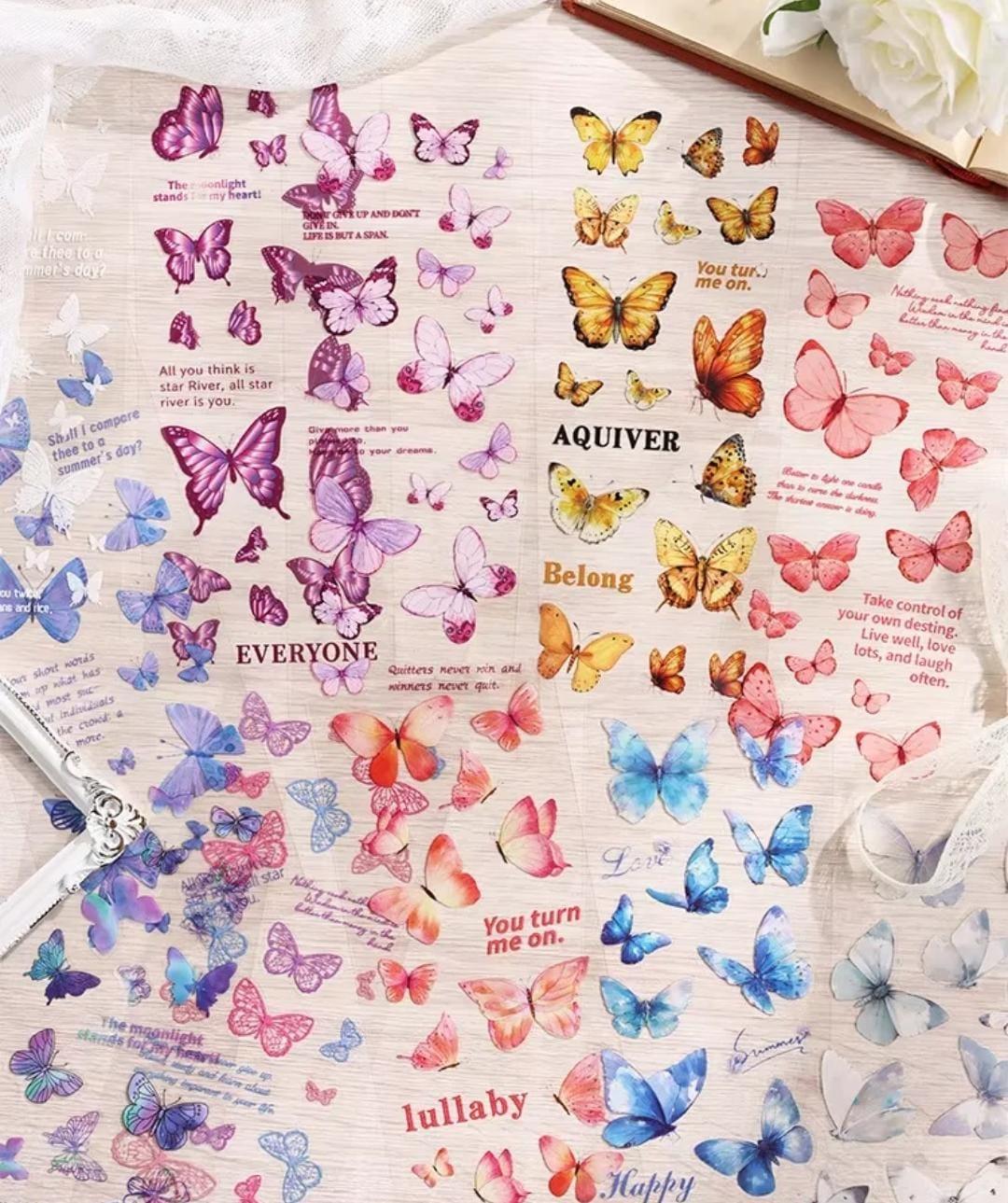 Premium Butterfly Journaling Stickers l Pack of 6 Sheets l Elegant Nature Stickers for Scrapbooking & Planners