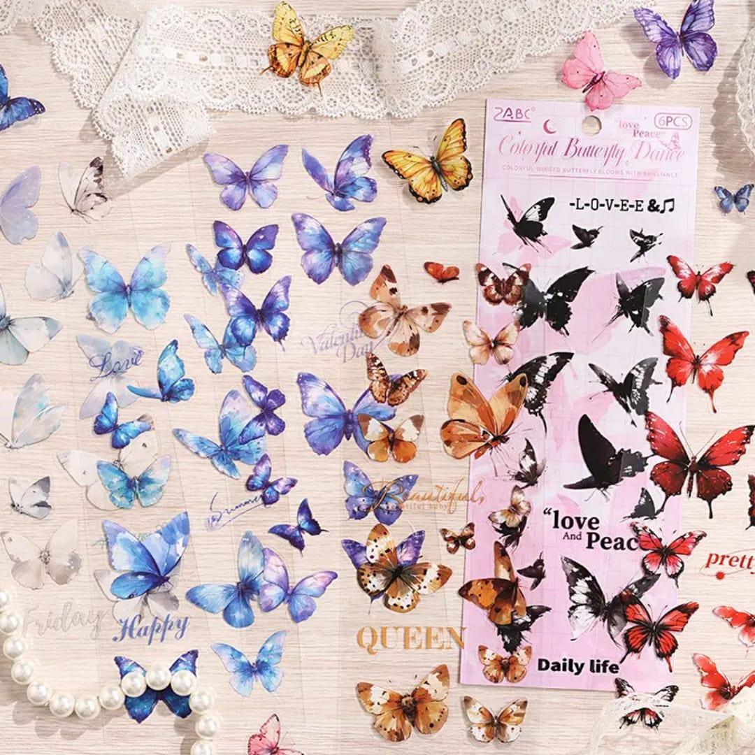 Premium Butterfly Journaling Stickers l Pack of 6 Sheets l Elegant Nature Stickers for Scrapbooking & Planners