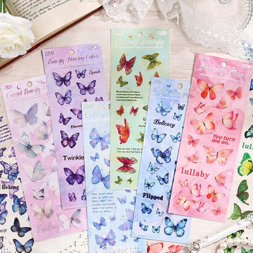 Premium Butterfly Journaling Stickers l Pack of 6 Sheets l Elegant Nature Stickers for Scrapbooking & Planners
