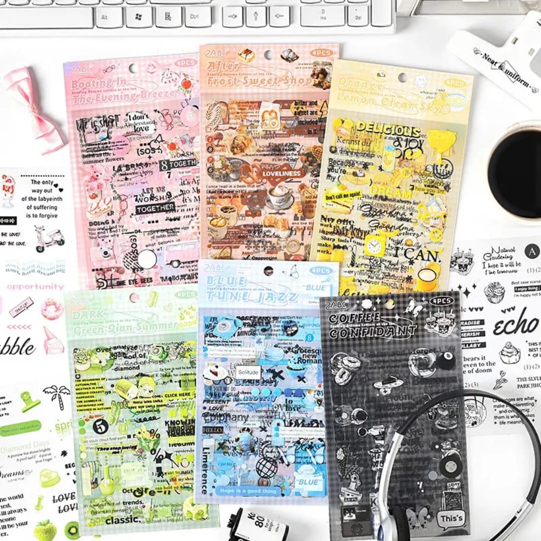 Premium Quote Journaling Stickers l Pack of 4 Sheets l Elegant Breakfast Stickers for Scrapbooking & Planners
