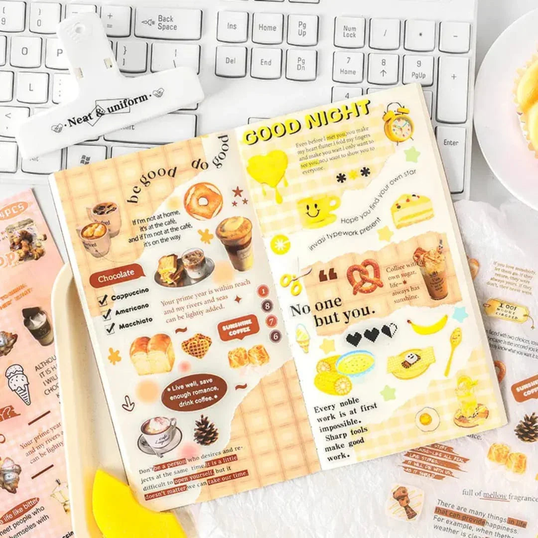 Premium Quote Journaling Stickers l Pack of 4 Sheets l Elegant Breakfast Stickers for Scrapbooking & Planners