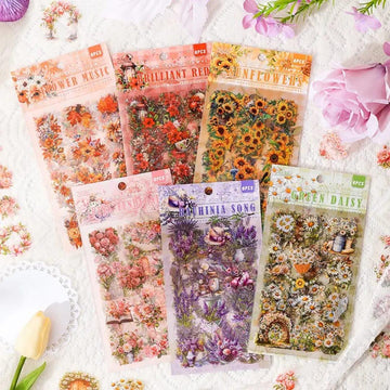 Premium Floral Journaling Stickers l Pack of 6 Sheets l Elegant Floral Stickers for Scrapbooking & Planners