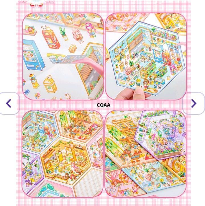 Cqaa Diy Mini World Landscape 3D Sticker With Twizer