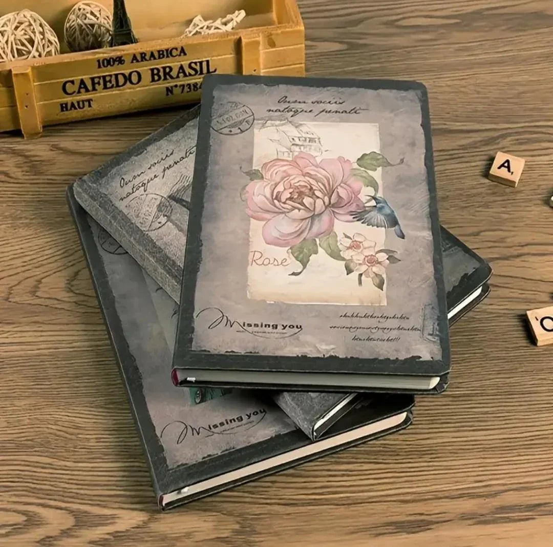 Vintage-Inspired Floral A5 Undated Journal I Aesthetic Retro Edition with thick pages l Hardcover l Pack of 1 diary