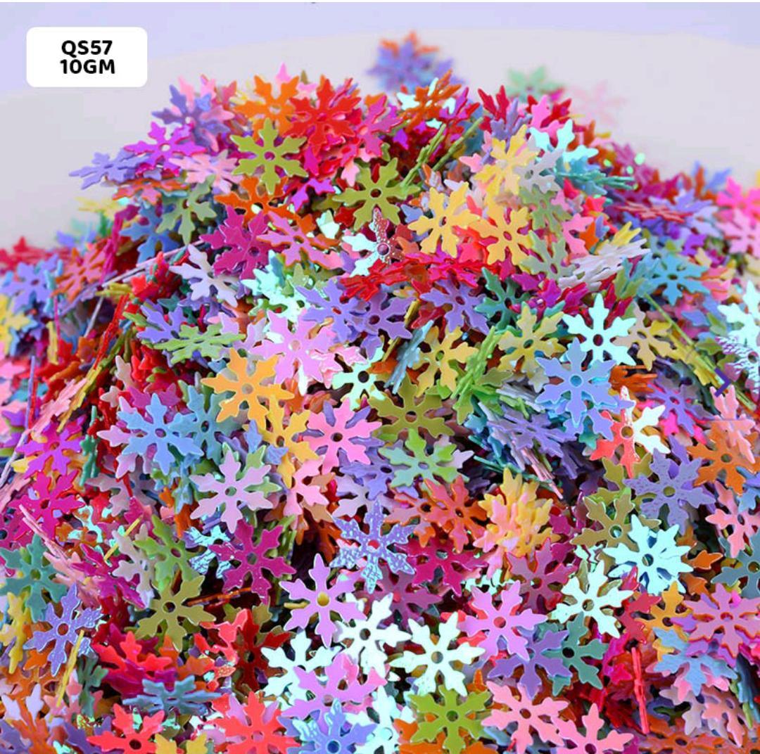 Qs57 Multi Snowflake 9Mm 10Gm Sequins