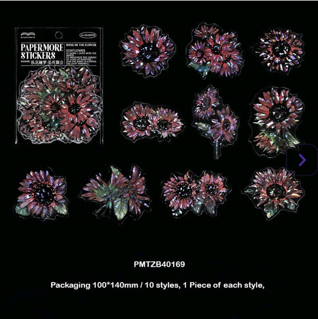 Pmtzb40169 Papermore Flower Sticker 10Pc