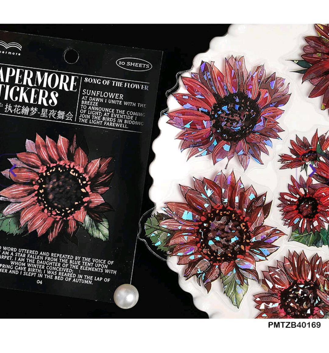 Pmtzb40169 Papermore Flower Sticker 10Pc