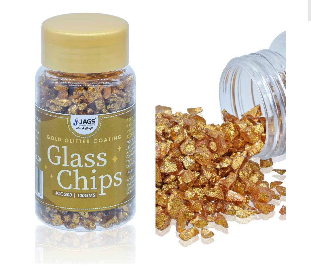 Jags Colour Coating Glass Chips 100 Gram Gold Glitter JCCG00