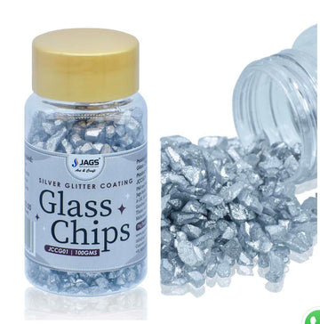 Jags Colou Coating Glass Chips 100Gram Silver Glitter JCCG01