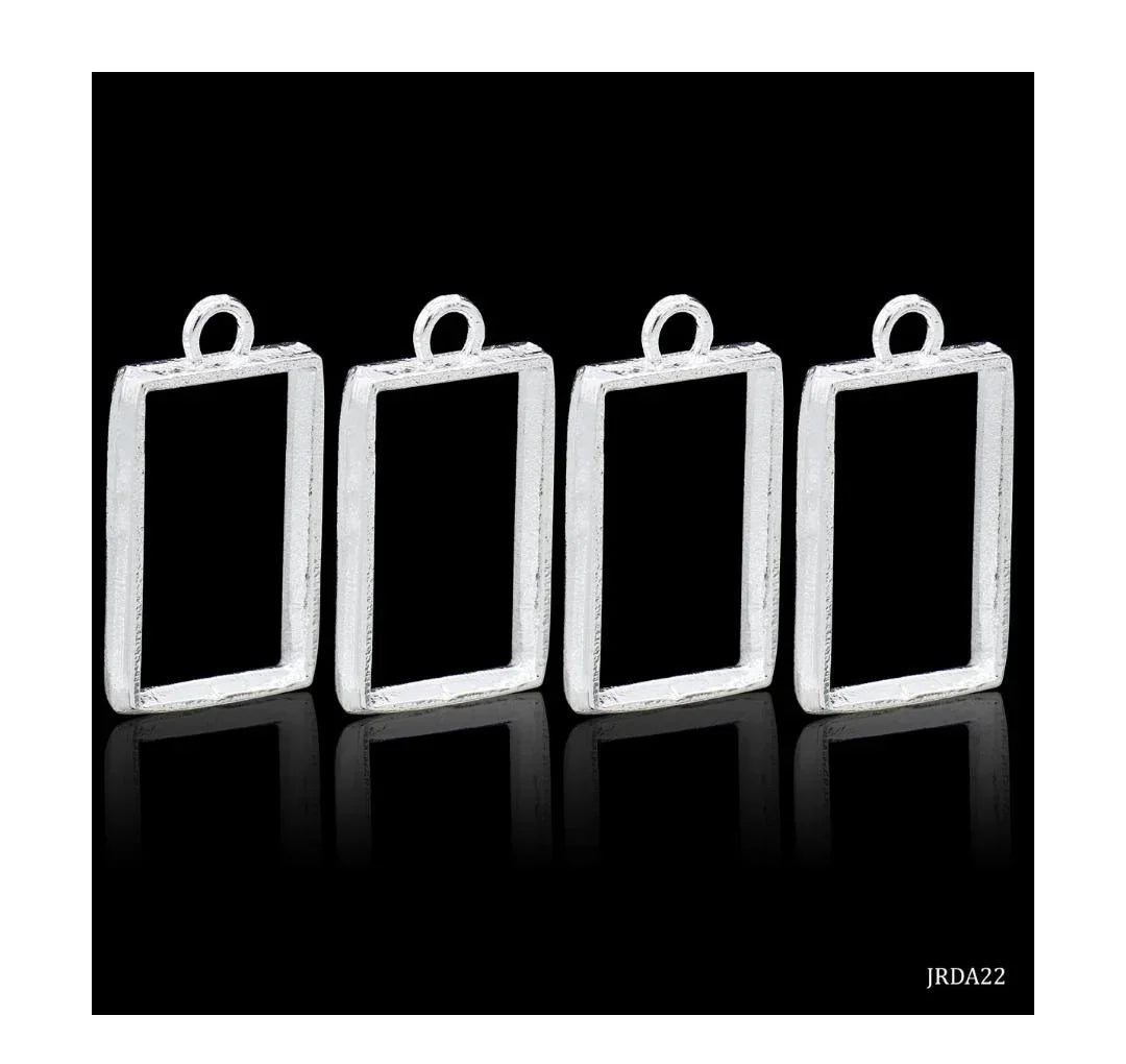 Diy Metal Imitation 4Pcs Silver Rectangle S JRDA22