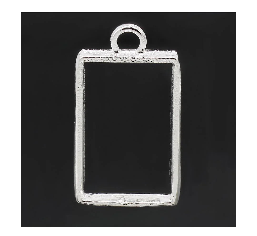 Diy Metal Imitation 4Pcs Silver Rectangle S JRDA22