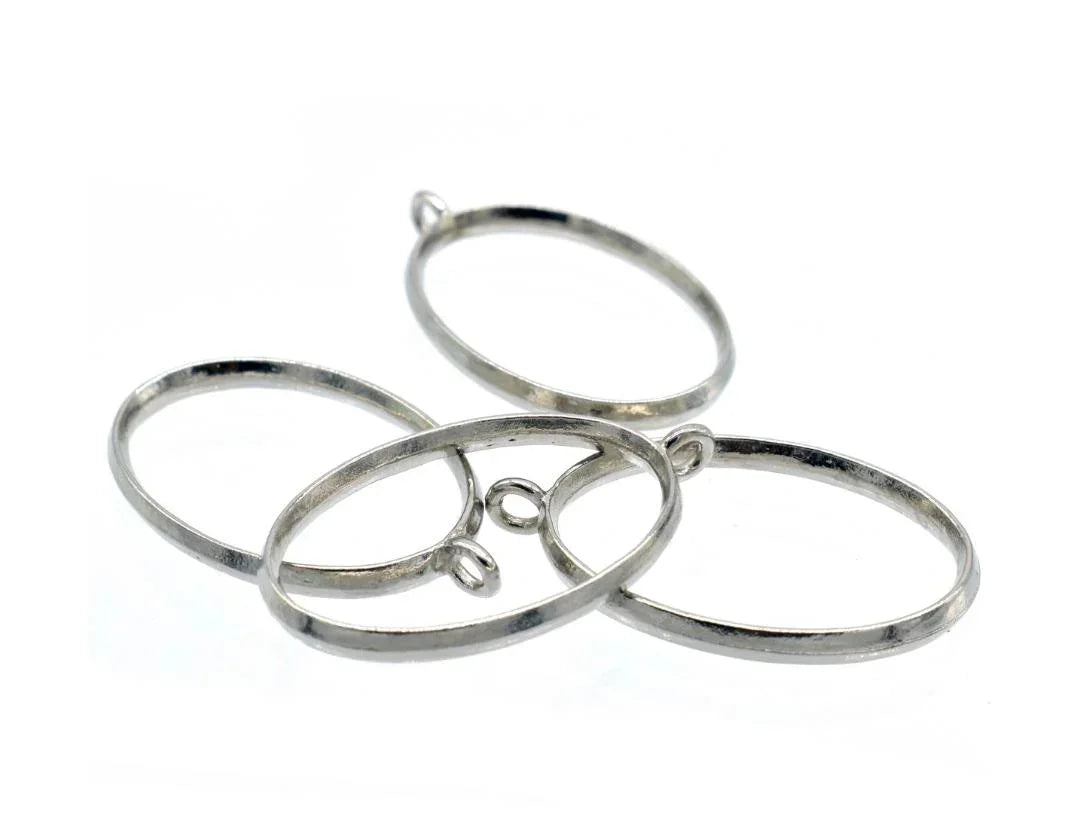 Diy Metal Imitation 4Pcs Silver Ovel JRDA12