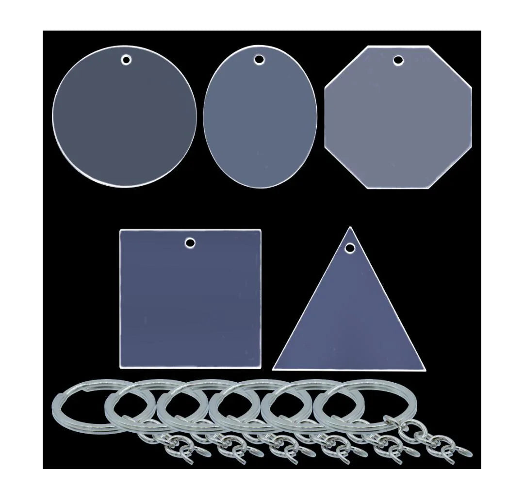 Acrylic Clear Keychain Set Of 5 Pcs With Ring AKSO00