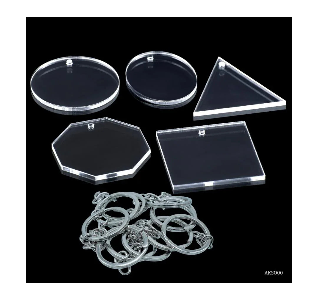 Acrylic Clear Keychain Set Of 5 Pcs With Ring AKSO00