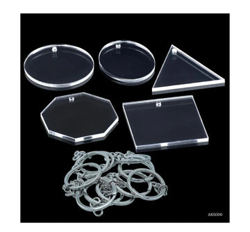 Acrylic Clear Keychain Set Of 5 Pcs With Ring AKSO00