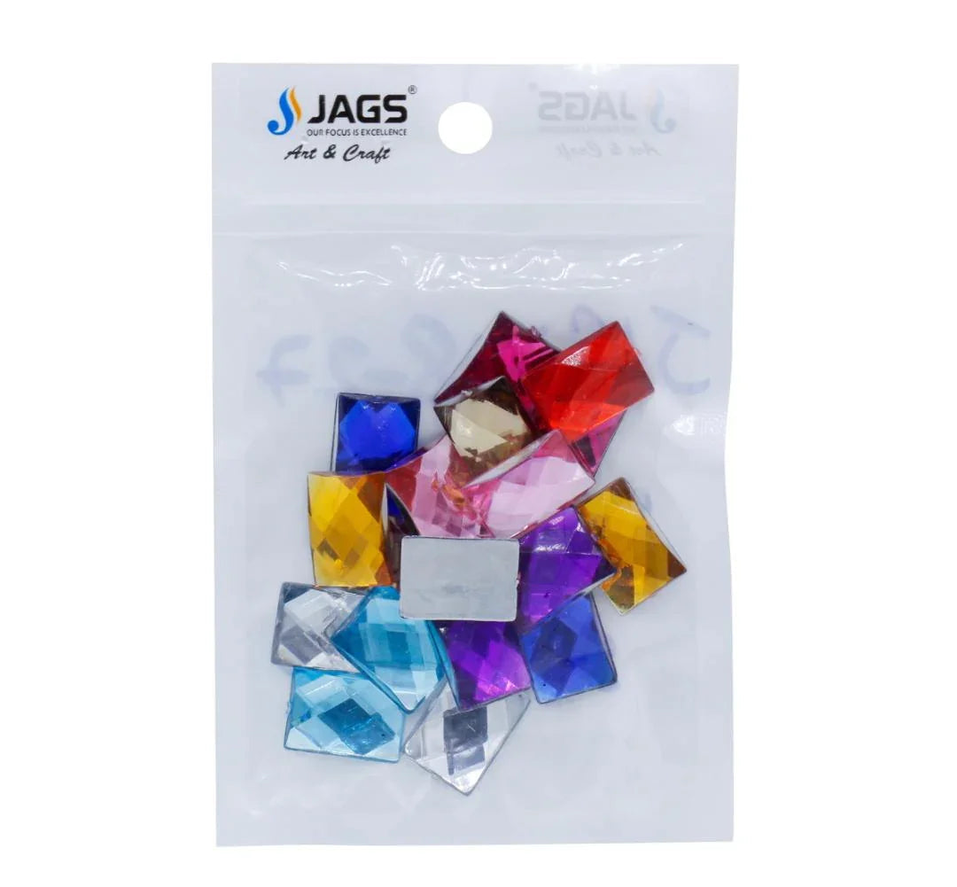 Jags Kundan Stone Diamond Rectangle Medium 18Pc J13X18-27
