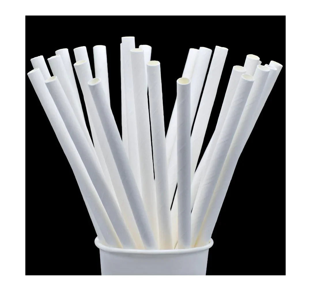 Jags Paper Straw White Plain 50Pcs 6MM JPSW6MM