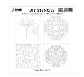 jags Stencil Plastic 6x6 4Pcs Set JSP618
