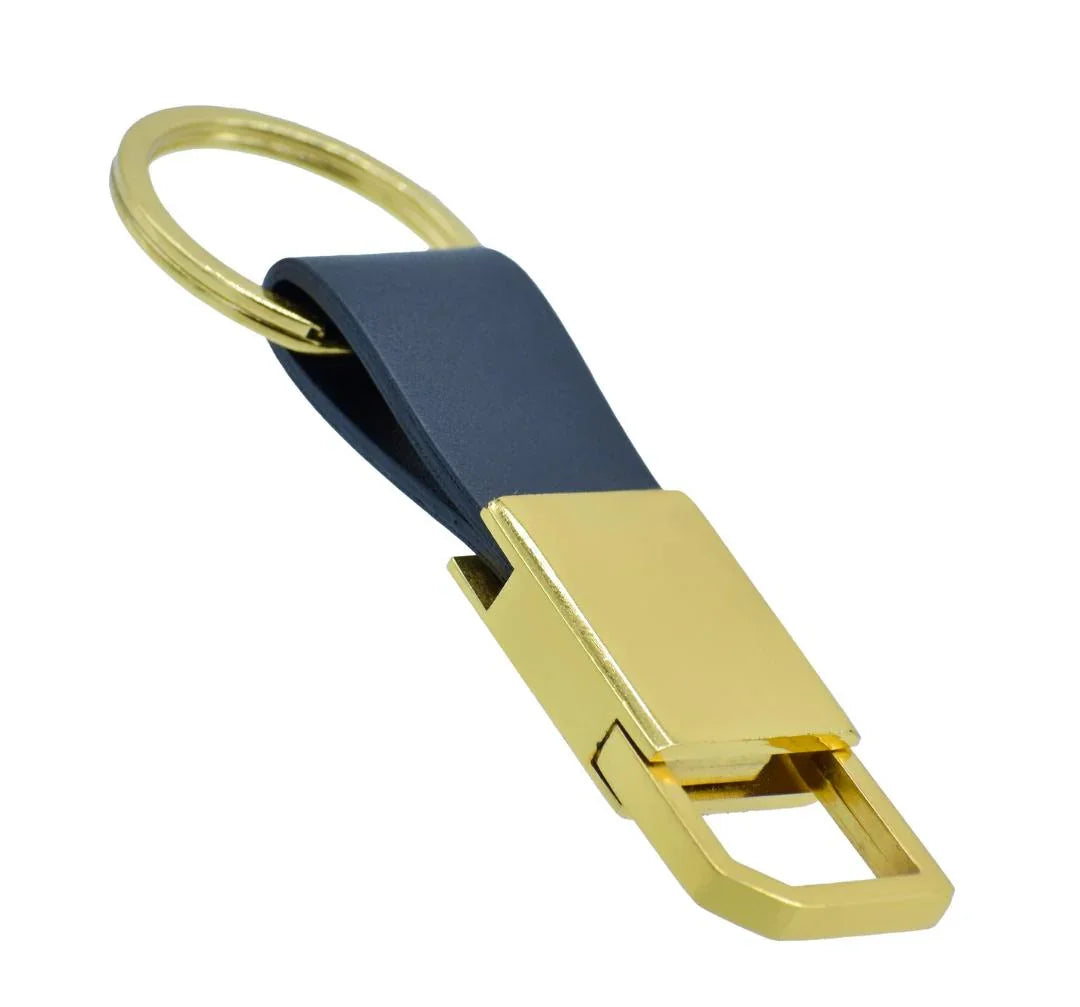 Key Chain Lethar Gold Hook With Ring Black KCLH00GD