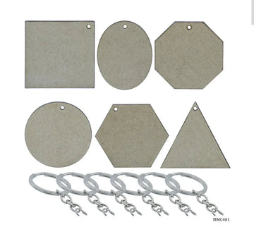 MDF Mandala Cutout 4MM Keychain Set Of 6Pics 2.5Inch MMC401